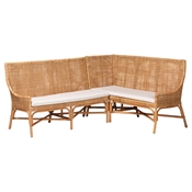 bali & pari Baako Bohemian Light Honey Rattan 2-Piece Dining Nook Bench Set